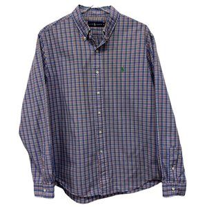 Polo by Ralph Lauren Size XL Men Plaid Button Down Shirt 100% Cotton Blu…